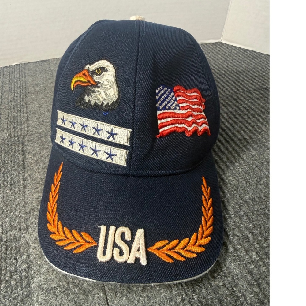 USA Patriotic Baseball Cap Navy Blue Eagle American Flag Embroidered Hat Mens